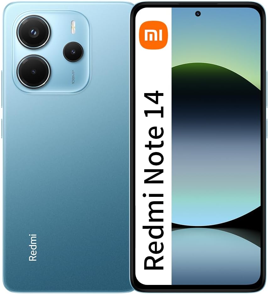 XIAOMI Redmi Note 14 NFC 6GB + 128GB Global Edition Smartphone 6.67 Pulgadas AMOLED Pantalla 120Hz 108MP Batería 5500mAh Azul Sin Cargador