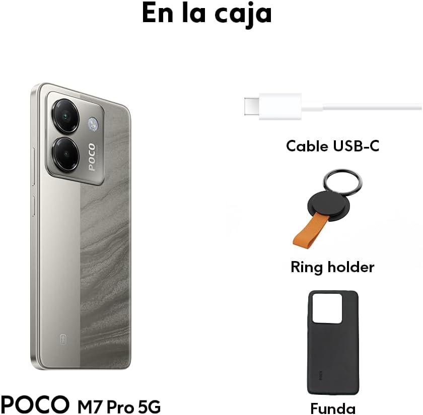 XIAOMI POCO M7 Pro 5G - Smartphone de 12+512GB, Cámara de 50 MP Sony con OIS, Pantalla AMOLED de 6,67" 120 Hz, Carga Turbo de 45W, Cargador no Incluido, Plata (Versión ES)