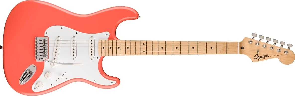 Squier by Fender Sonic Stratocaster Pack de Guitarra Eléctrica, Diapasón de Arce, Negro, Funda, Amplificador Squier Frontman 10G - 230V EU, Incluye cursos virtuales gratuitos en Fender Play
