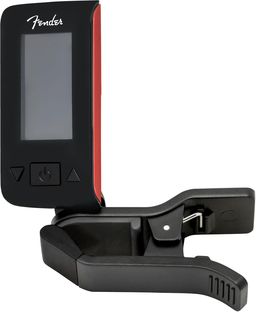 Fender Original Afinador de Guitarra, Afinación Cromática Basada en Vibración, Pantalla LCD Brillante, Fiesta Red