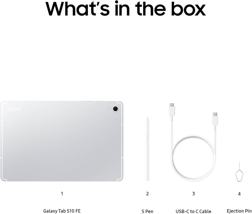 SAMSUNG Galaxy Tab S10 FE 256GB WiFi Android Tablet, Large Display, Long Battery Life, Exynos 1580 Processor, IP68 Water-Resistant, 90 Hz Refresh, S Pen for Note-Taking, US Version, Silver