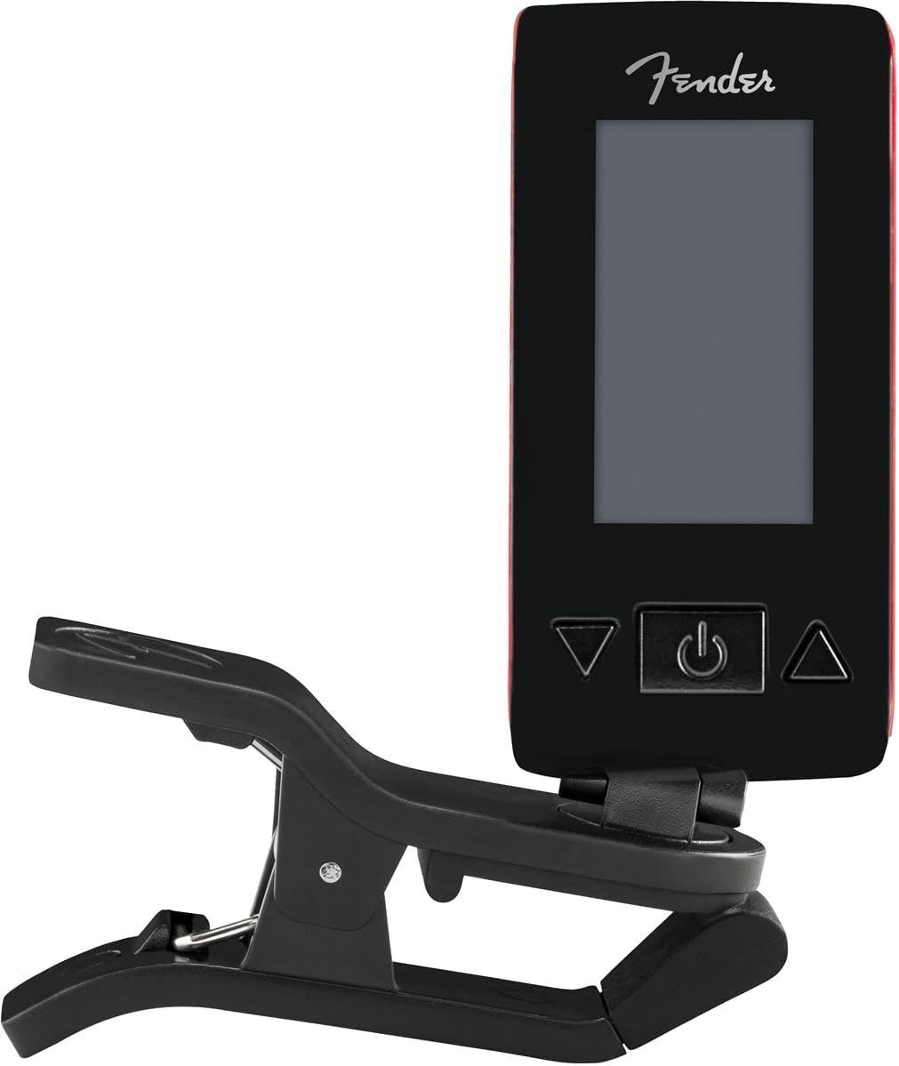 Fender Original Afinador de Guitarra, Afinación Cromática Basada en Vibración, Pantalla LCD Brillante, Fiesta Red