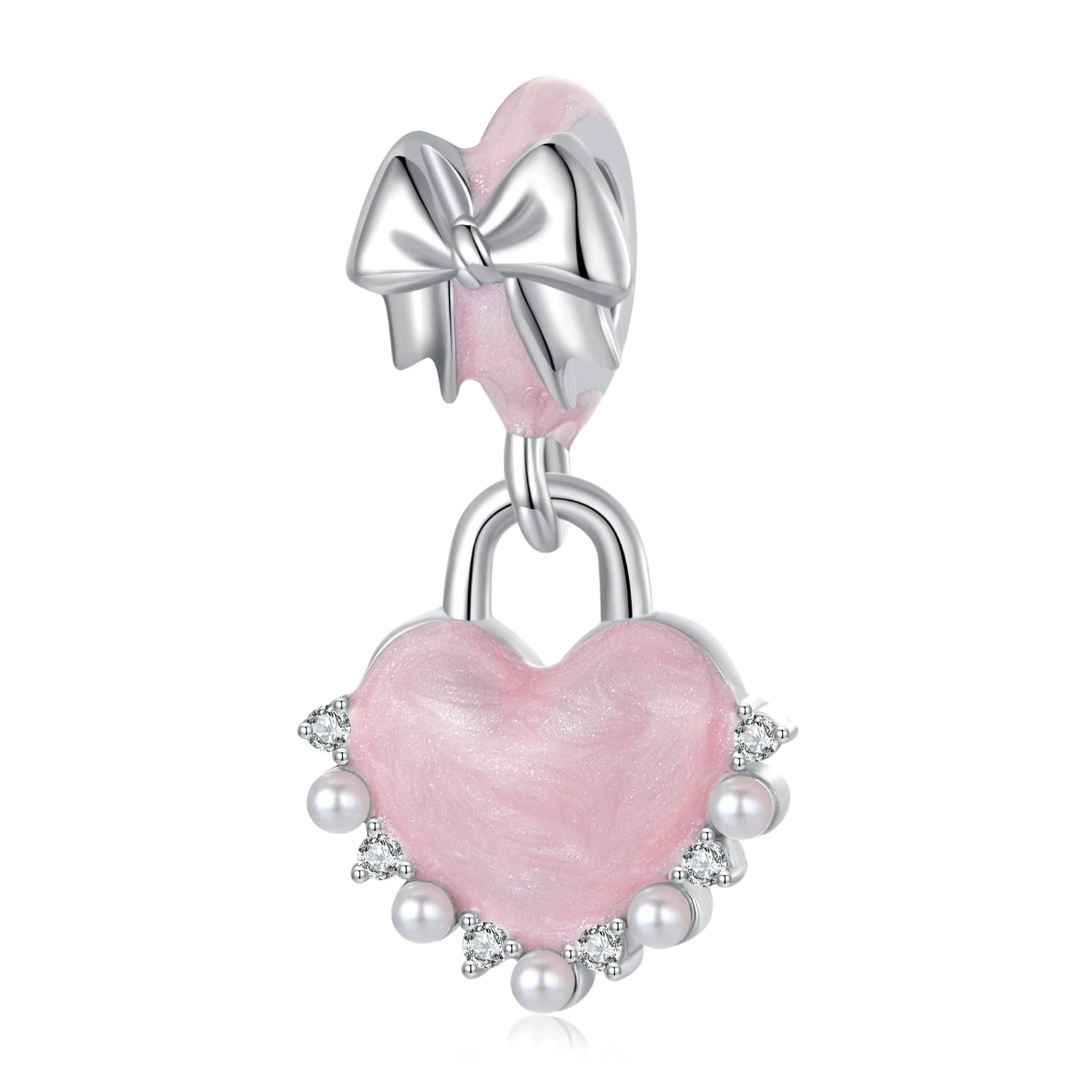 NINGAN Colgante Charms de plata esterlina 925 "I Love You colgante en forma de corazón de zircon brillante adecuado para pulseras de mujer collar regalo de San Valentín