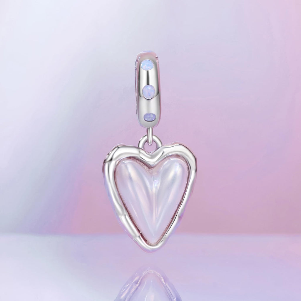 NINGAN Colgante Charms de plata esterlina 925 "I Love You colgante en forma de corazón de zircon brillante adecuado para pulseras de mujer collar regalo de San Valentín