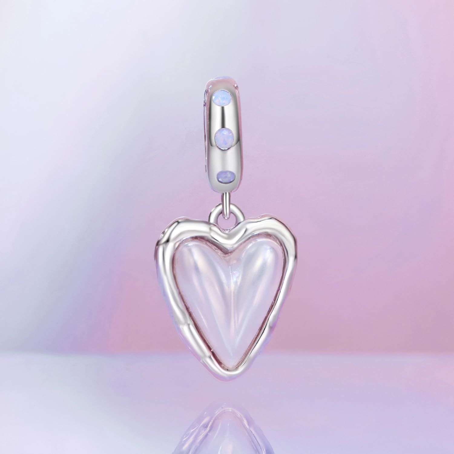 NINGAN Colgante Charms de plata esterlina 925 "I Love You colgante en forma de corazón de zircon brillante adecuado para pulseras de mujer collar regalo de San Valentín