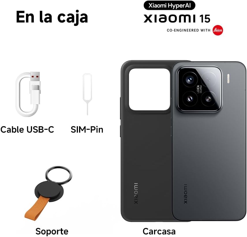 XIAOMI 15 - Smartphone de 12+512GB, Lente óptica Leica Summilux, Snapdragon 8 Elite, Pantalla AMOLED CrystalRes de 6,36" de 120 Hz, HyperCharge de 90W, Cargador no Incluido, Blanco (Versión ES)