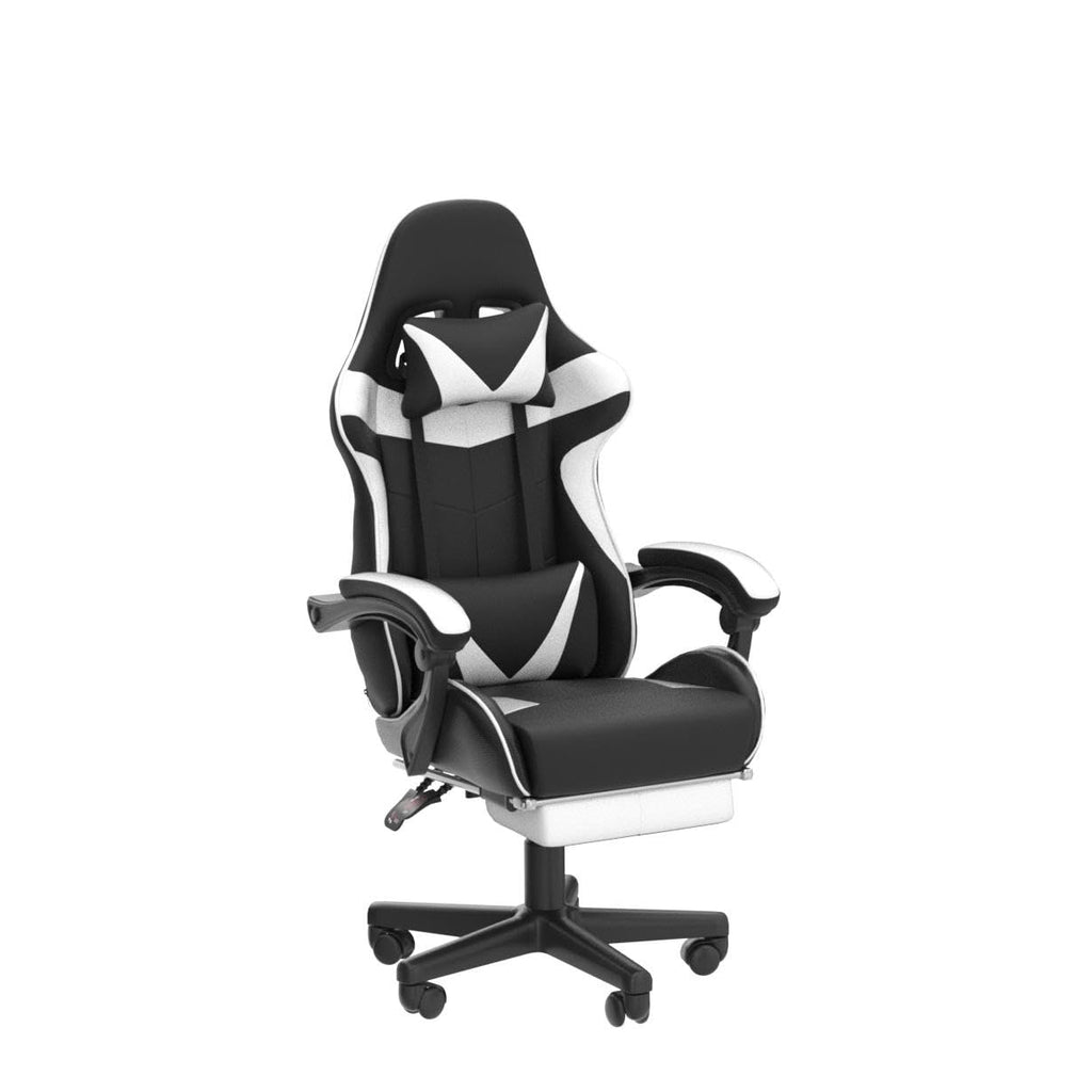 Silla gamer Soontrans con masajeador, reposapiés y reposacabezas, ergonómica, cojín de masaje lumbar, transmisión en vivo de YouTube y PlayStation (azul) 