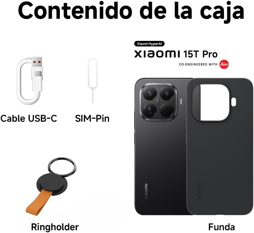 XIAOMI 15T Pro - Smartphone de 12+1024GB, Lente óptica Leica Summilux, MediaTek Dimensity 9400+, Pantalla Eye Care de 6,83" 144 Hz, HyperCharge de 90W, Cargador no Incluido, Mocha Gold (Versión ES)