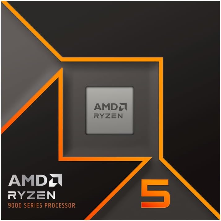 AMD Ryzen 5 9600X Processador (placa gráfica Radeon integrada, 6 núcleos/12 Threads, 65 W DTP, Socket AM5, Cache de 38 MB, relógio de aumento máximo. até 5,4 GHz, sem ventilador)