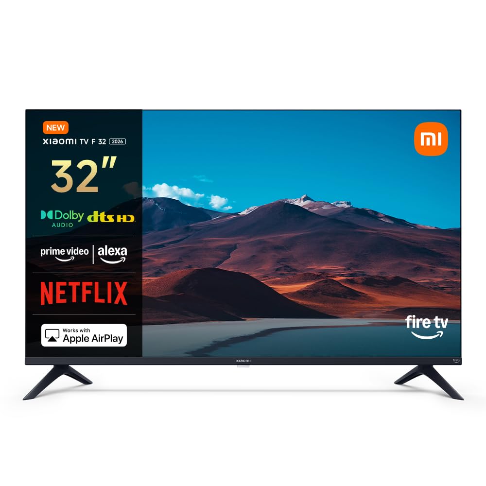 XIAOMI TV F 32, 32 polegadas (81 cm), HD, Smart TV, Fire OS7, controlo de voz Alexa, áudio Dolby, DTS Virtual: X, DTS-HD, compatível com Apple AirPlay, 2025