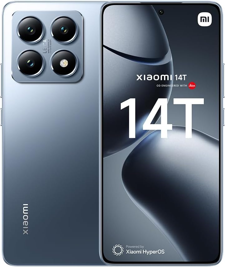 XIAOMI 14T – Smartphone de 12+256GB, Lentes Leica Summilux, MediaTek Dimensity 8300 Ultra, Pantalla AMOLED de 6,67'' 144Hz, HyperCharge 67W, Azul Titanio (Versión ES)