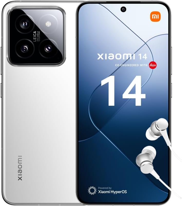 XIAOMI 14 – Smartphone de 12+512 GB, Lentes Leica Summilux, Snapdragon 8 Gen 3, Pantalla AMOLED 6.36'' 120Hz, HyperCharge 90W, Blanco (Versión ES)