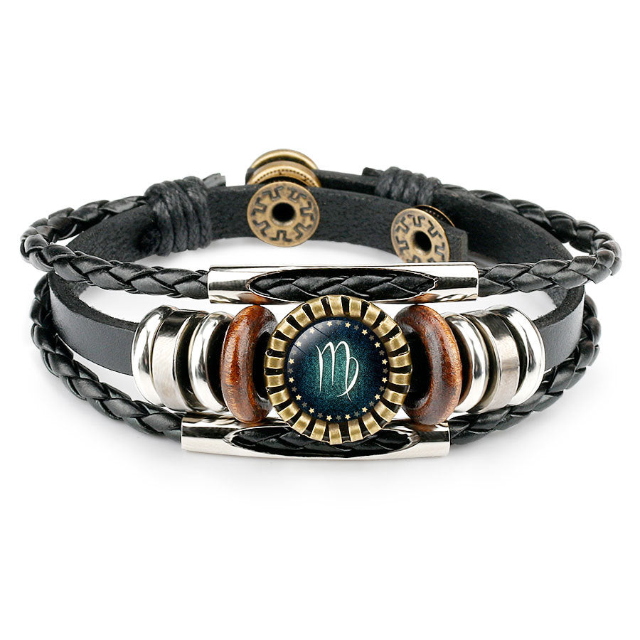 Pulsera de cuero del zodiaco