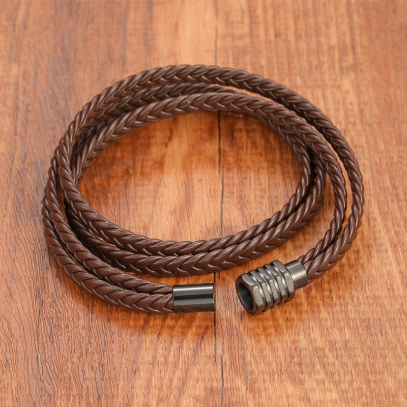 Leather and Stainless Steel Bracelet