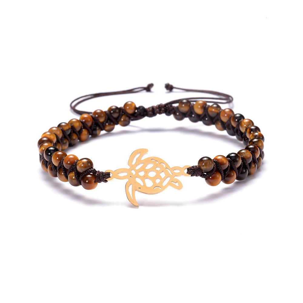 Pulseira Turtle em Pedra Natural e Aço Inoxidável