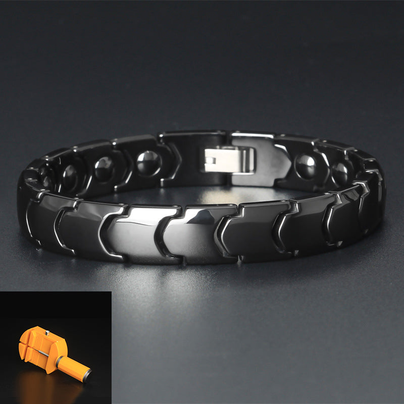 Pulsera magnética en acero inoxidable y cerámica.