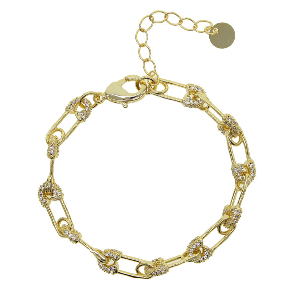 Pulseira Elos Dourados com Brilho Pavé