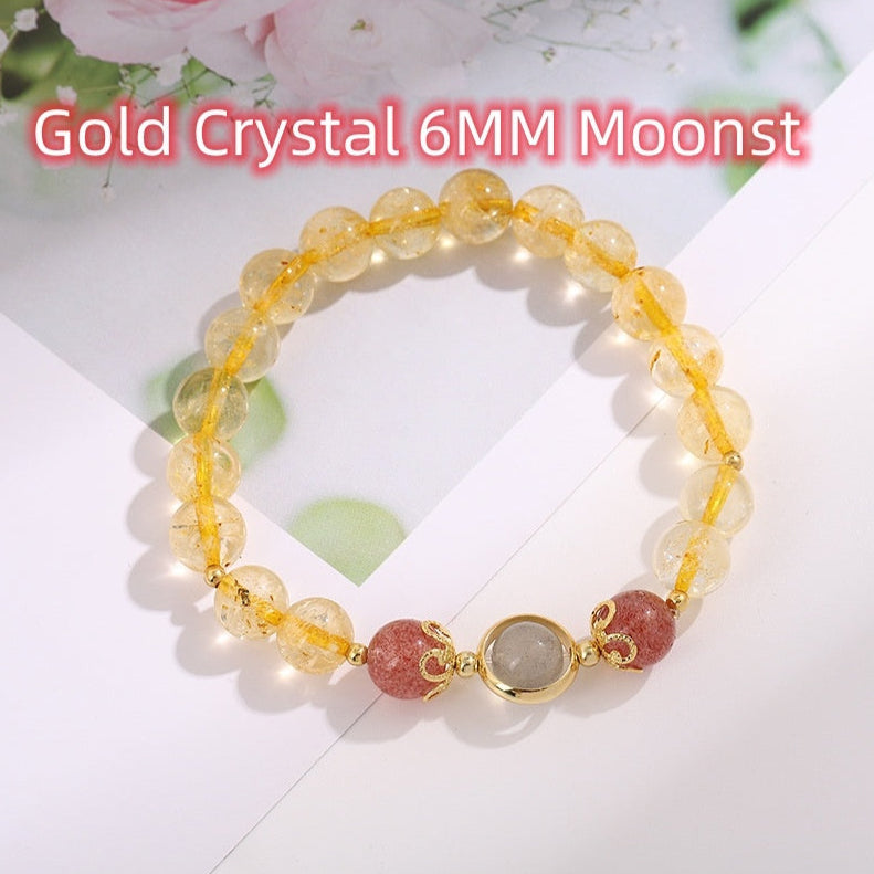 Natural Citrine and Rutilated Quartz Bracelet