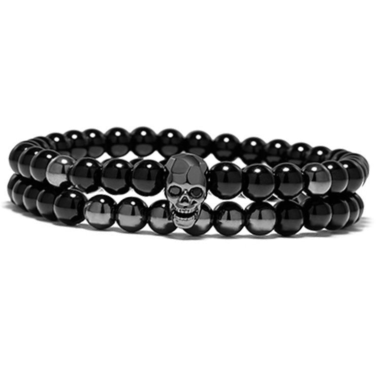 Pulseira Skull em Pedra Natural