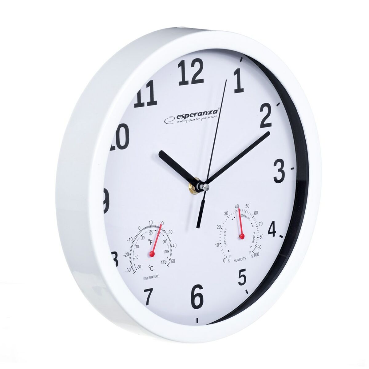 Relógio de Parede Esperanza EHC016W Branco Vidro Plástico 25 cm