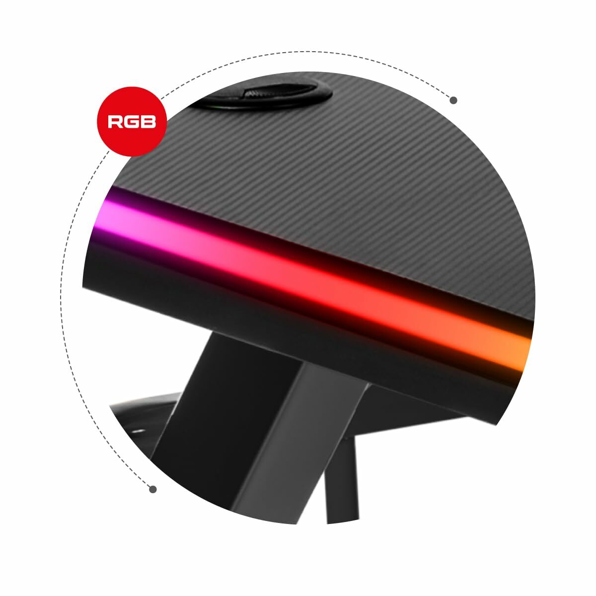 Huzaro HZ-Hero 5.0 RGB Gaming Desk, Black Carbon Fiber Steel, 116 x 69.5 x 59 cm