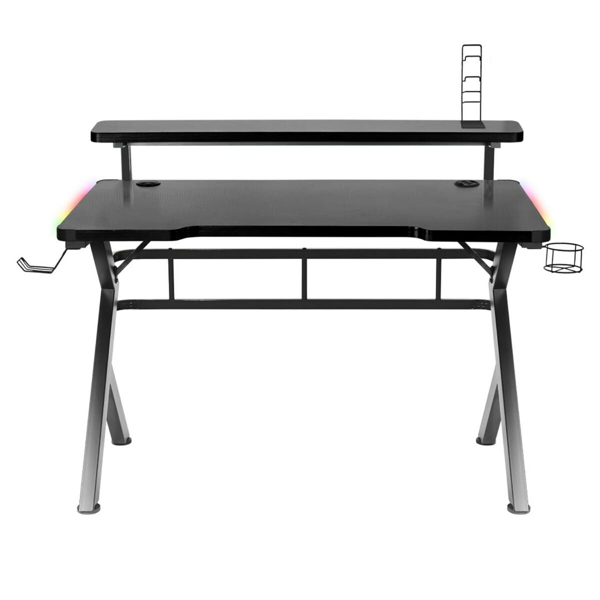 Huzaro HZ-Hero 5.0 RGB Gaming Desk, Black Carbon Fiber Steel, 116 x 69.5 x 59 cm