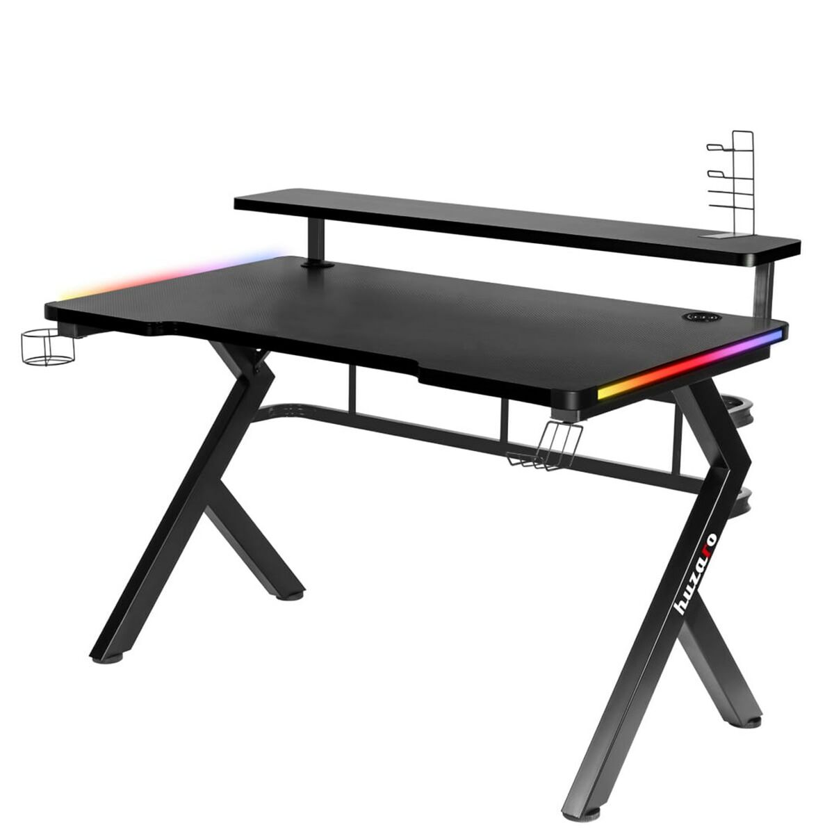 Huzaro HZ-Hero 5.0 RGB Gaming Desk, Black Carbon Fiber Steel, 116 x 69.5 x 59 cm
