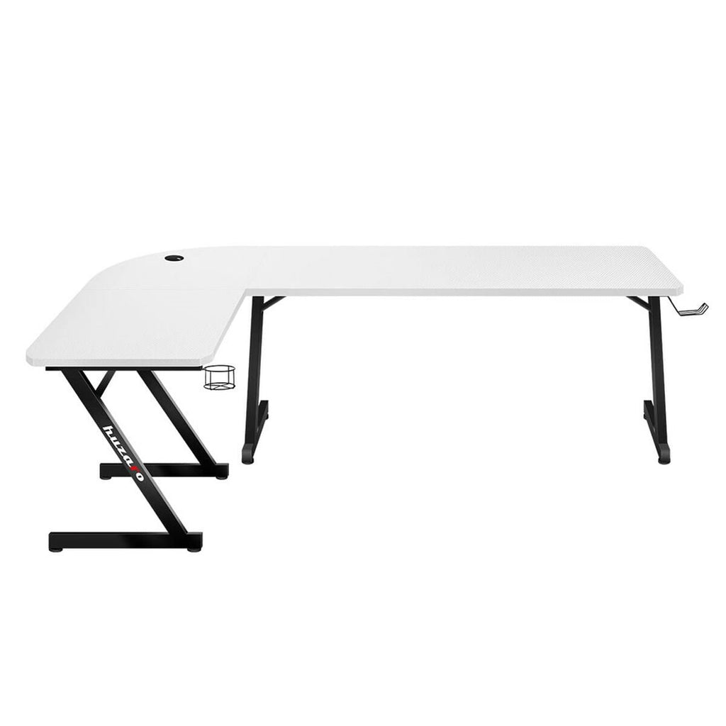 Huzaro HZ-Hero 7.0 Gaming Desk, White/Black, Carbon Fiber, 154 x 72.5 x 117 cm
