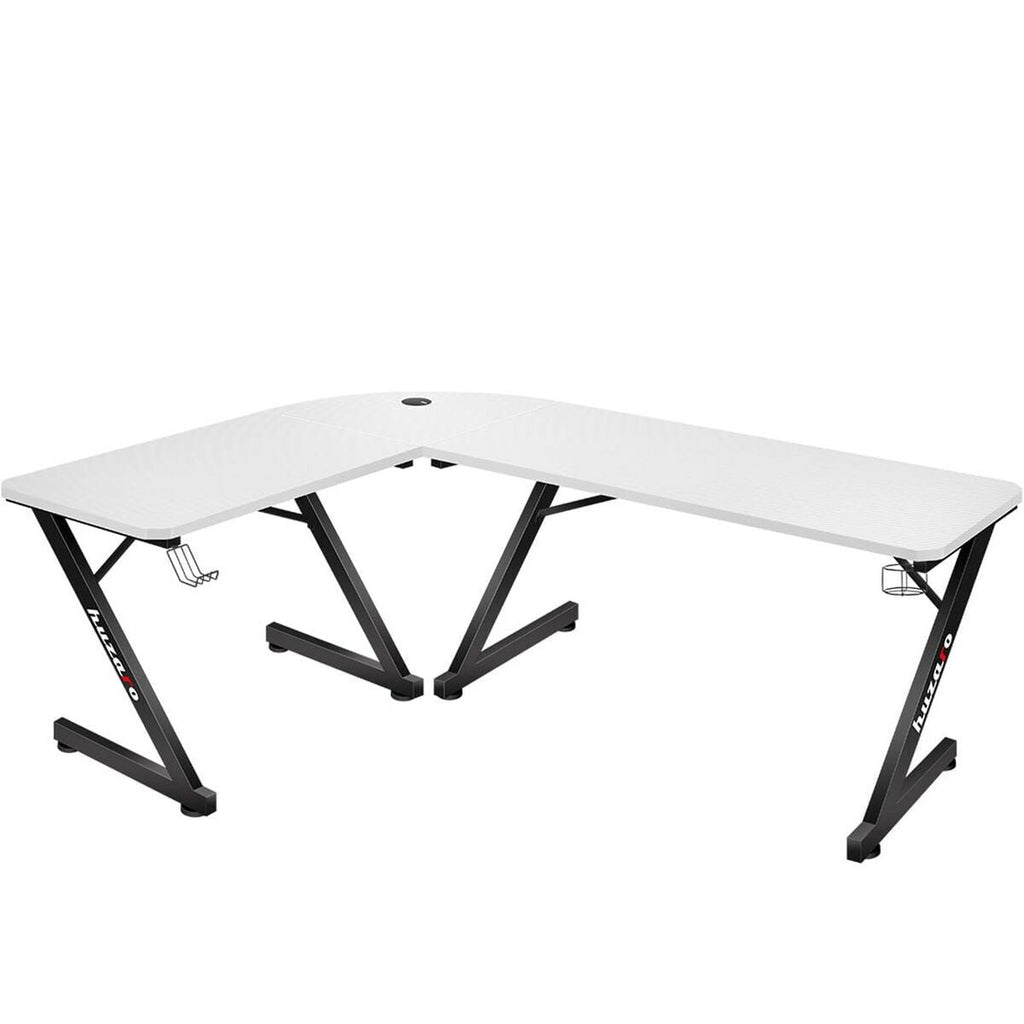 Huzaro HZ-Hero 7.0 Gaming Desk, White/Black, Carbon Fiber, 154 x 72.5 x 117 cm