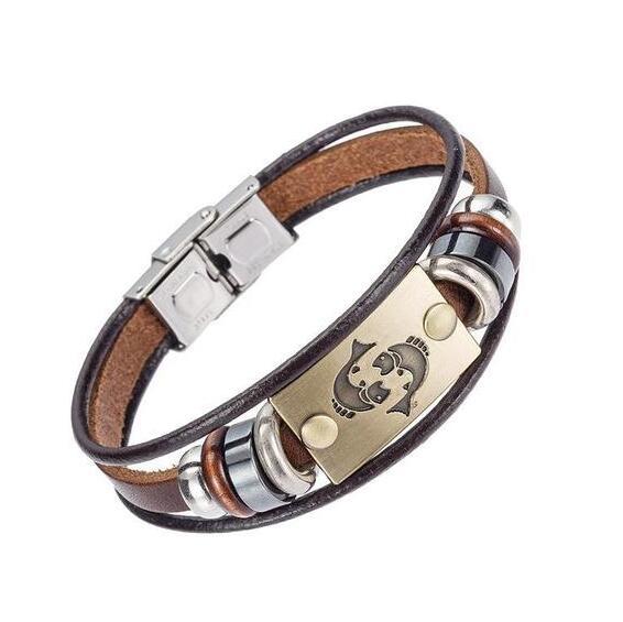 Pulseira Zodíaco de Couro