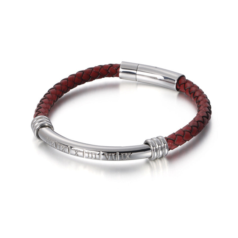 Leather and Stainless Steel Bracelet