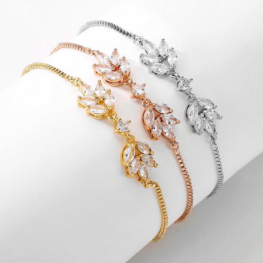 Pulseira Lux Leaf com Zircónias