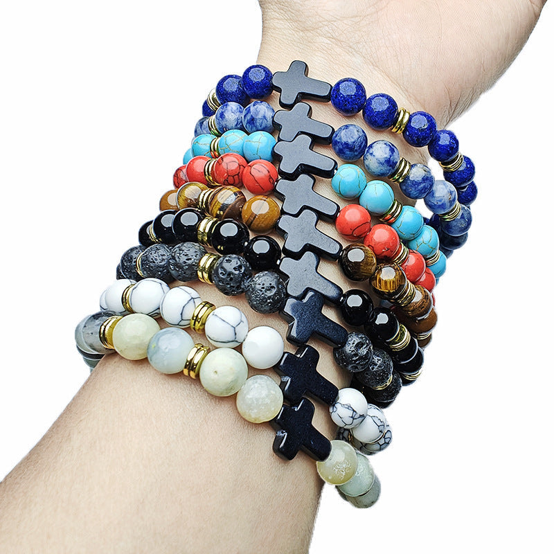 Cross Bracelet in Natural Stone
