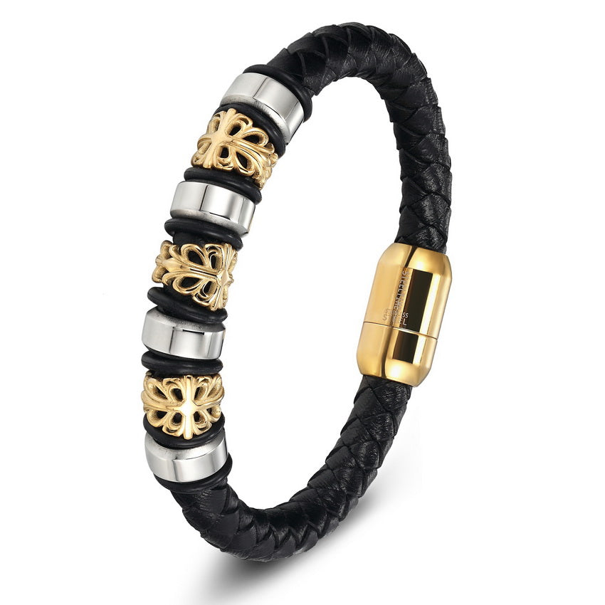 Leather and Stainless Steel Bracelet