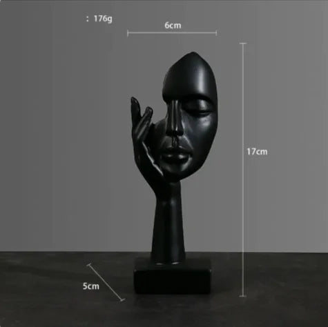 Abstract Face & Hand Resin Sculpture – Modern Home Décor Accent