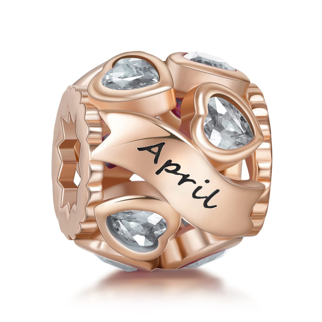 NINGAN Missangas de prata de lei 925 com pedra natal para pulseiras e colares com zircónia cúbica 5A, aniversário, dia da mãe, presentes de joalharia para mulheres e meninas