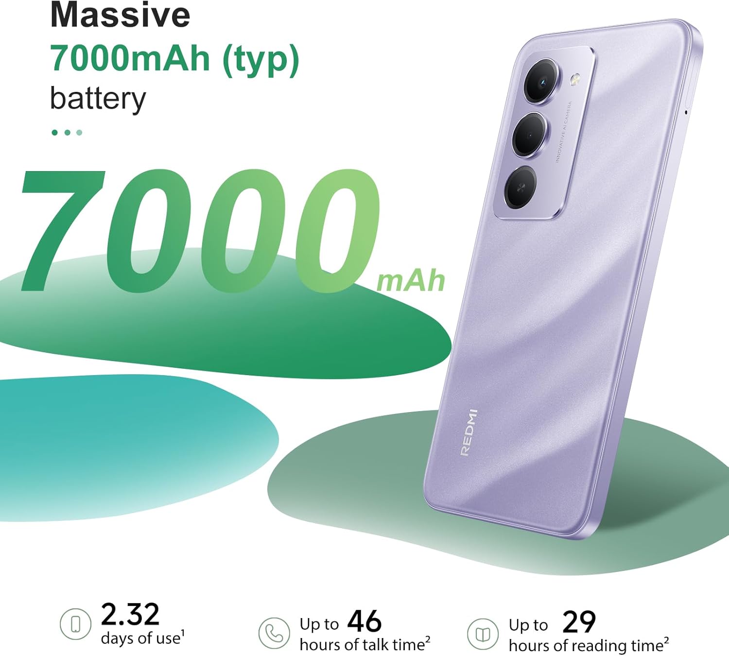 XIAOMI Redmi 15 4G 8+256GB Smartphone – Batería 7000mAh | Pantalla 6.9" FHD+ 120Hz | Snapdragon 685 | Cámara Dual 50MP | Carga Rápida 33W | Diseño Quad-Curve (Púrpura, con Funda)