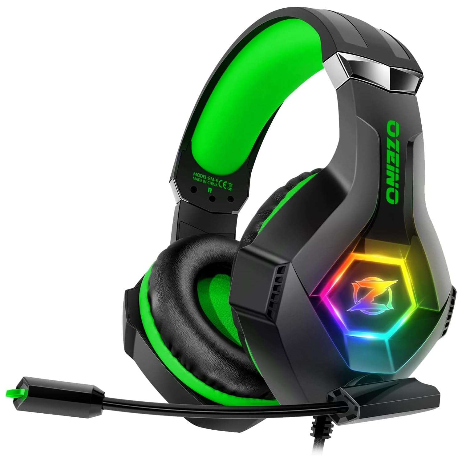 Gaming Headphones, Gaming Headset with Rotating Microphone, RGB Light, Premium Stereo, Lightweight Comfortable Earmuffs, for PS4 PS5 Xbox PC Switch Tablet Laptop