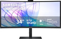 Samsung 34-Inch ViewFinity S65VC Series Ultra-WQHD Curved Computer Monitor, 100Hz, AMD FreeSync, HDR10, USB-C, Built-in Speaker, Camera, KVM Switch, Eye Care, Eco-Packaging, LS34C650VANXGO, Black