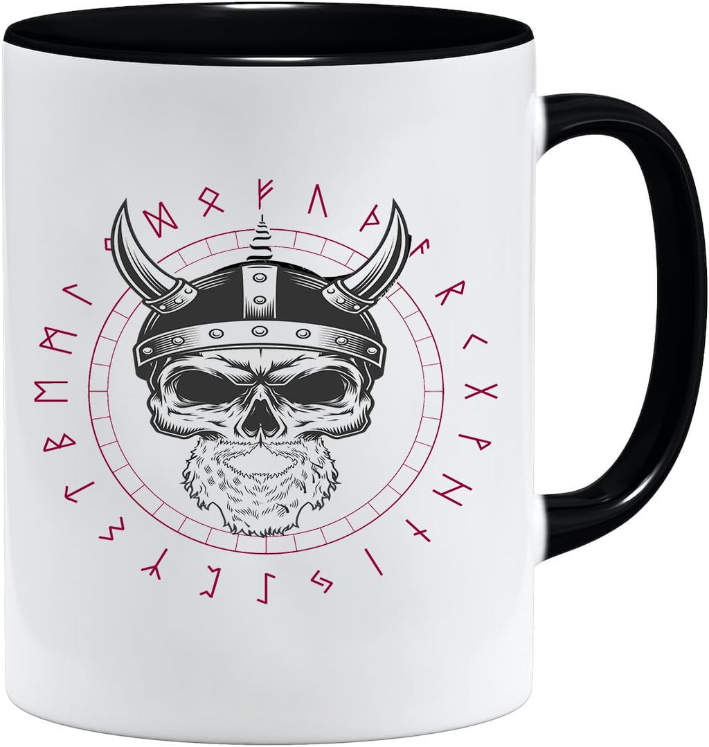 Jungle Mug Caneca Viking nórdica | Caneca de presente para homens idosos, pai, avô, caneca de café, design viking, design de caveira e martelo de Thors (VIKING022)