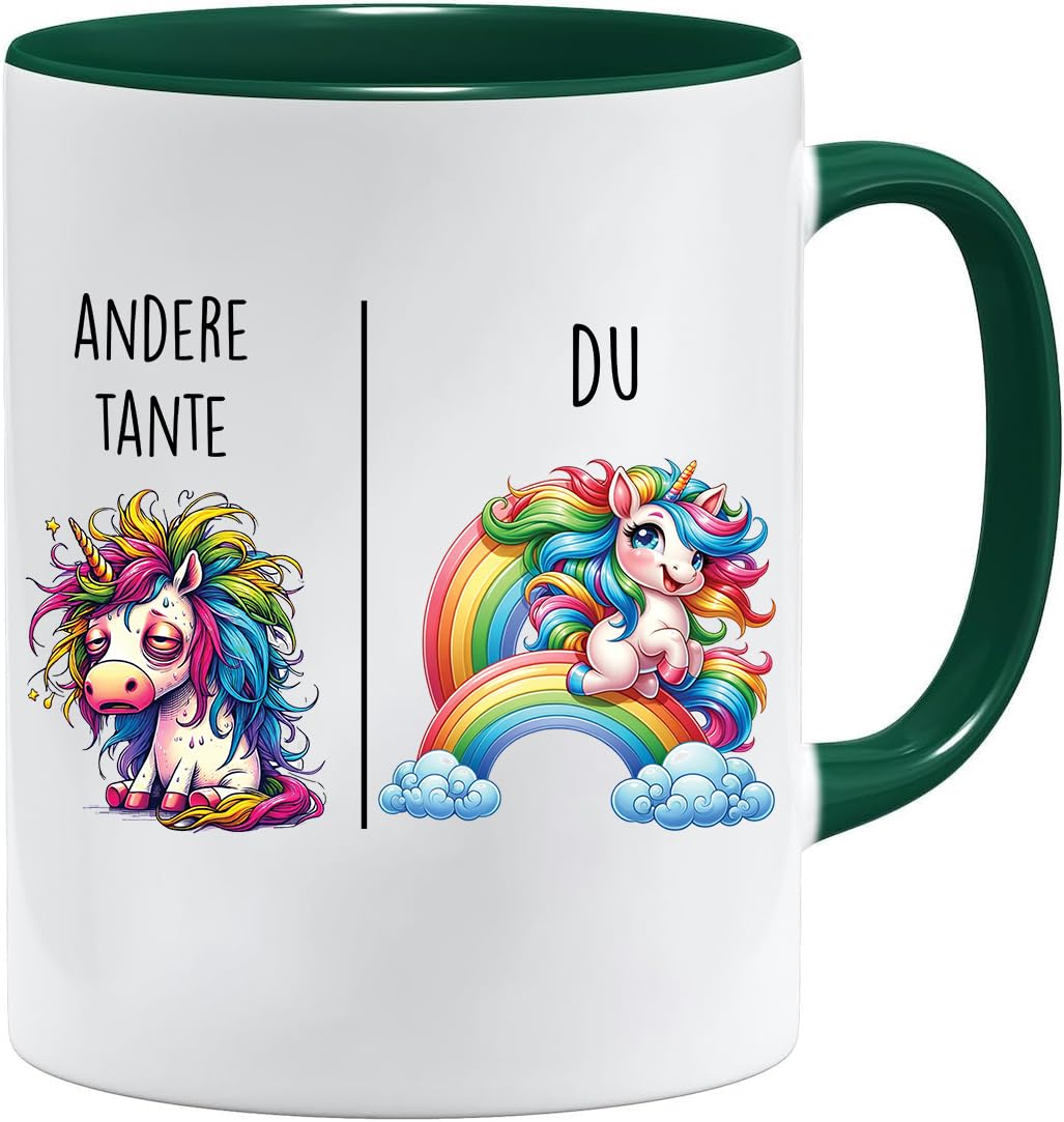 Jungle Mug Caneca com texto em alemão Andere Tía vs Du | Tia Geschenk für Frauen casamento Hochzeit | Geschenkidee Frau Geburtstag Weihnachten Patentante Familie Kaffee-Becher (Weiß-)