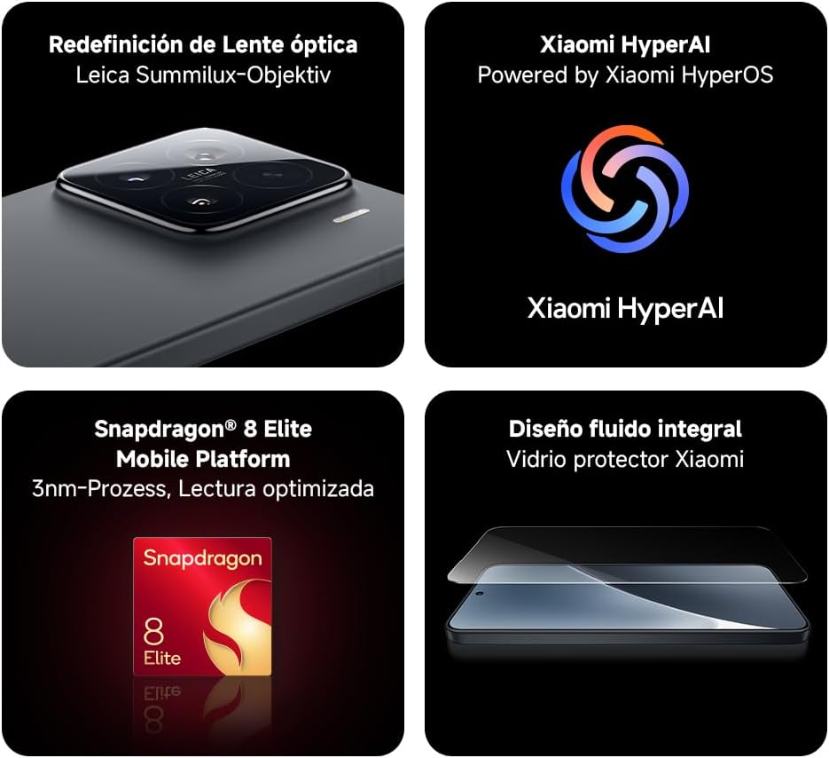 XIAOMI 15 - Smartphone de 12+512GB, Lente óptica Leica Summilux, Snapdragon 8 Elite, Pantalla AMOLED CrystalRes de 6,36" de 120 Hz, HyperCharge de 90W, Cargador no Incluido, Blanco (Versión ES)