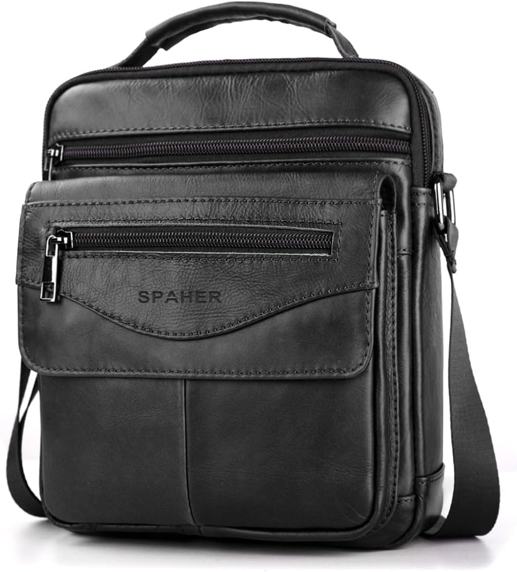 SPAHER Bolsa de ombro homem pele grande mala cavalheiro bolsa de ombro couro homem malas homem tiracolo pele mala homem de couro carteiras para homens malas de homem mala de ombro Man Bag, A291,