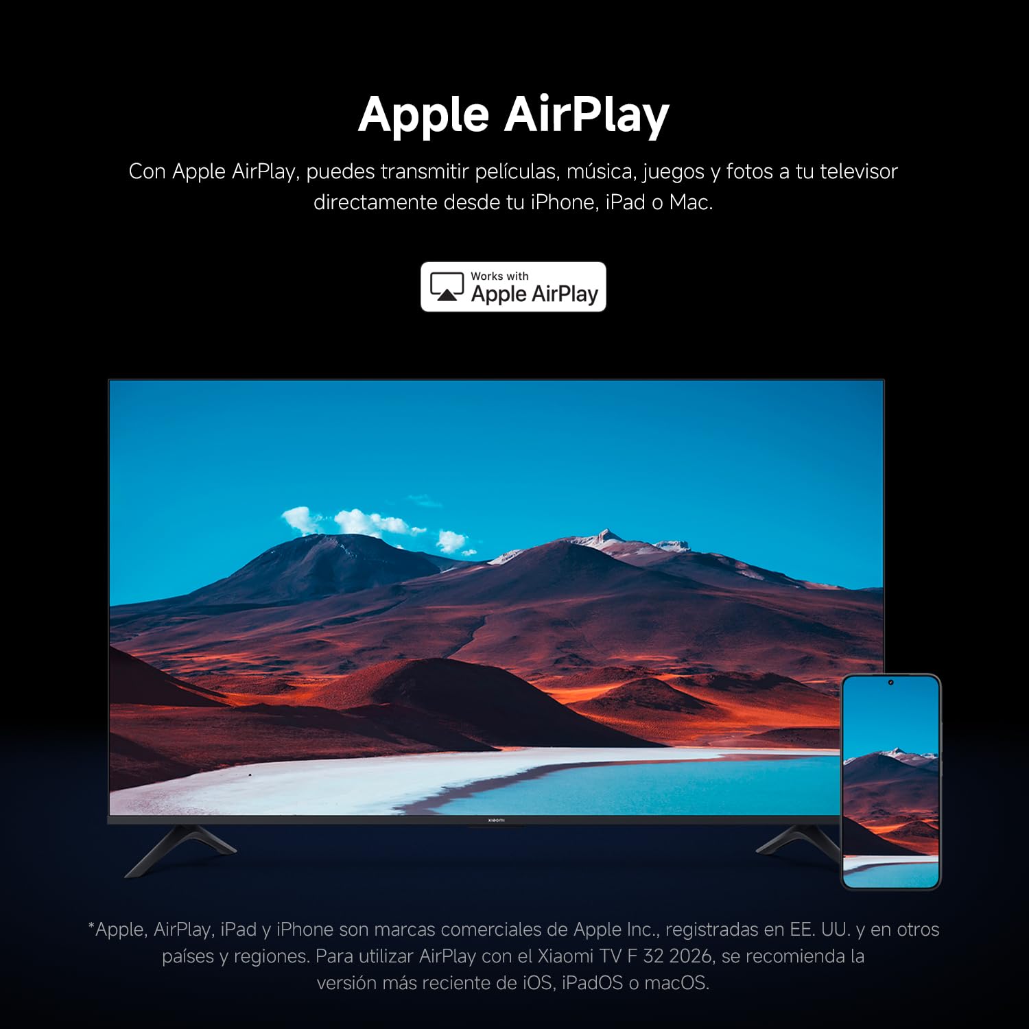 XIAOMI TV F 32, 32 polegadas (81 cm), HD, Smart TV, Fire OS7, controlo de voz Alexa, áudio Dolby, DTS Virtual: X, DTS-HD, compatível com Apple AirPlay, 2025