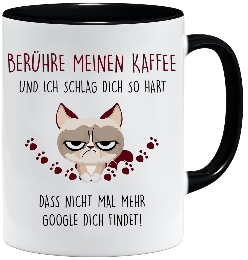 Jungle Mug Caneca com texto | Toque no meu café e eu te bata tão duro | caneca para o trabalho | caneca de trabalho | caneca de trabalho | caneca de trabalho divertida (rosa)