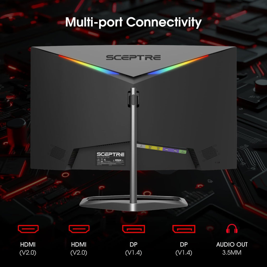 Sceptre New Curved 24.5-inch Gaming Monitor up to 240Hz 1080p R1500 1ms DisplayPort x2 HDMI x2 Blue Light Shift Build-in Speakers, Machine Black 2025 (C255B-FWT240 Series)