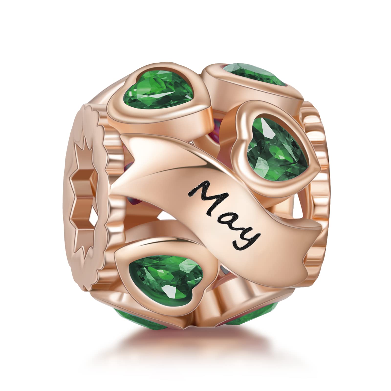 NINGAN Missangas de prata de lei 925 com pedra natal para pulseiras e colares com zircónia cúbica 5A, aniversário, dia da mãe, presentes de joalharia para mulheres e meninas