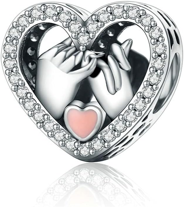NINGAN Colgante Charms de plata esterlina 925 "I Love You colgante en forma de corazón de zircon brillante adecuado para pulseras de mujer collar regalo de San Valentín