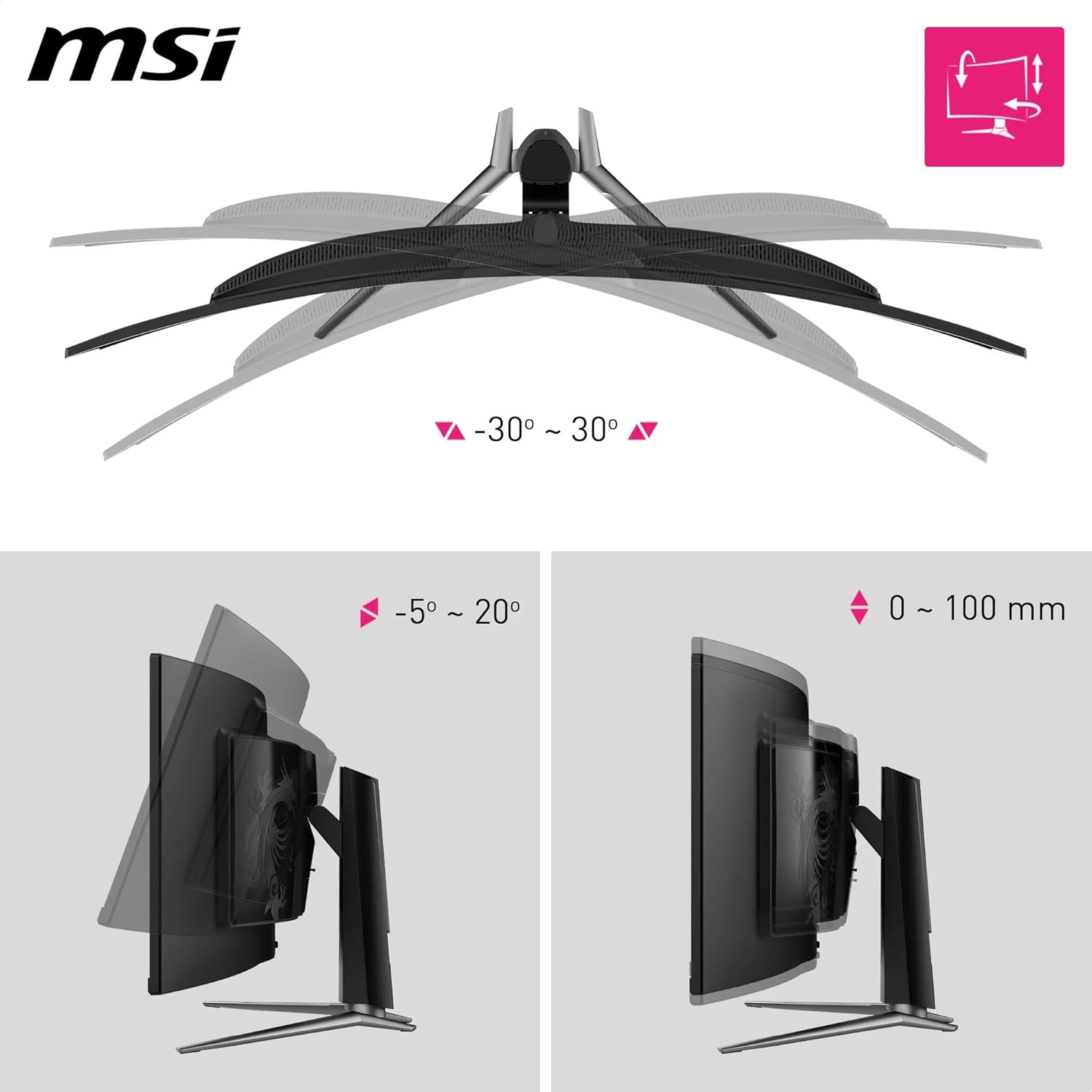 MSI MPG 491CQPX QD-OLED Monitor curvo de jogos de 49" DQHD, 1800R, 5120 x 1440 Quantum Dot OLED painel, 240 Hz/0,03 ms, 99% DCI-P43, ecrã HDR True Black 00, KV. M/Preto