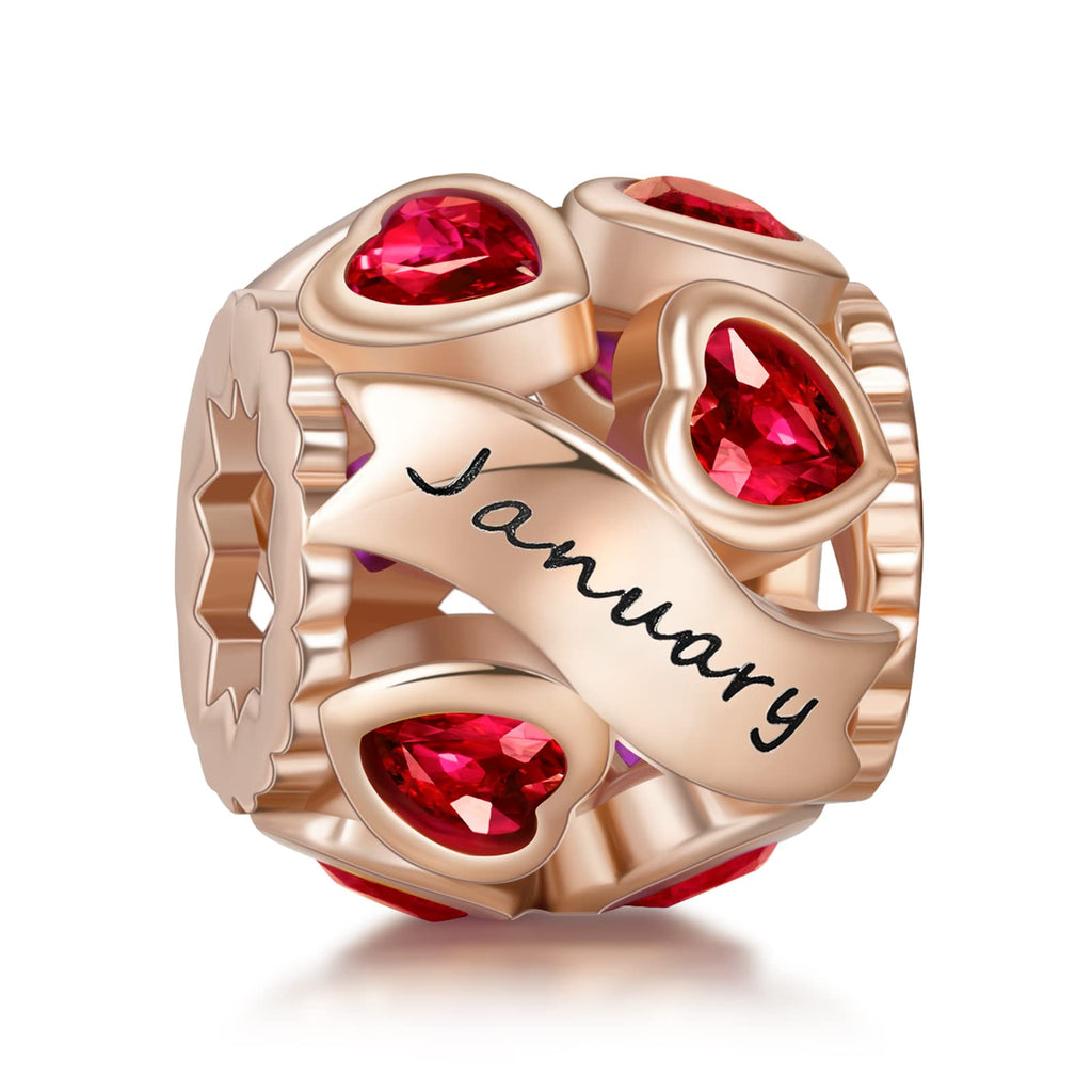 NINGAN Missangas de prata de lei 925 com pedra natal para pulseiras e colares com zircónia cúbica 5A, aniversário, dia da mãe, presentes de joalharia para mulheres e meninas